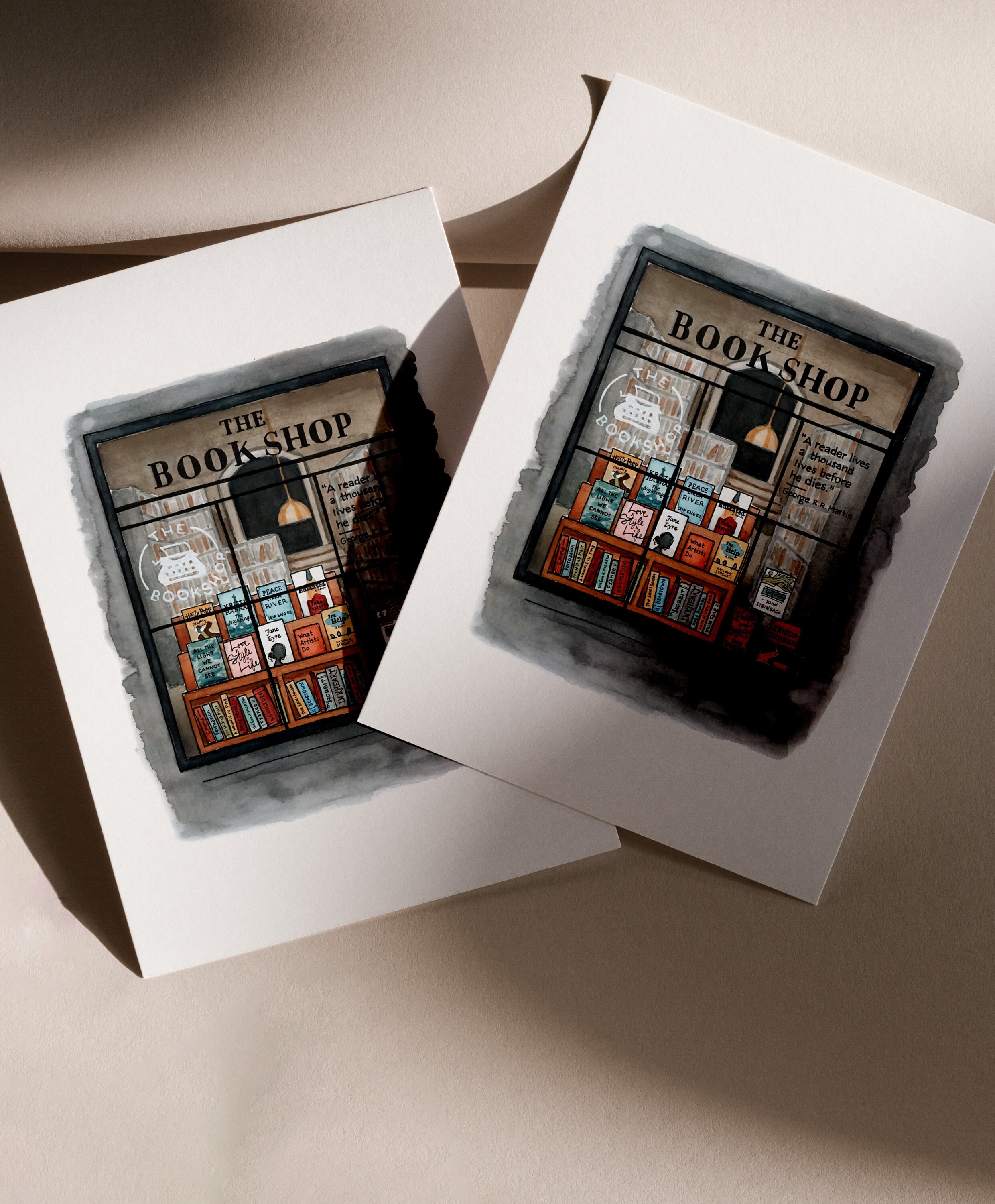 Bookshop Print | Watercolor Illustration | Wall Art | 8x10&quot; 5x7&quot; Archival Art Print | Book Lover Gift