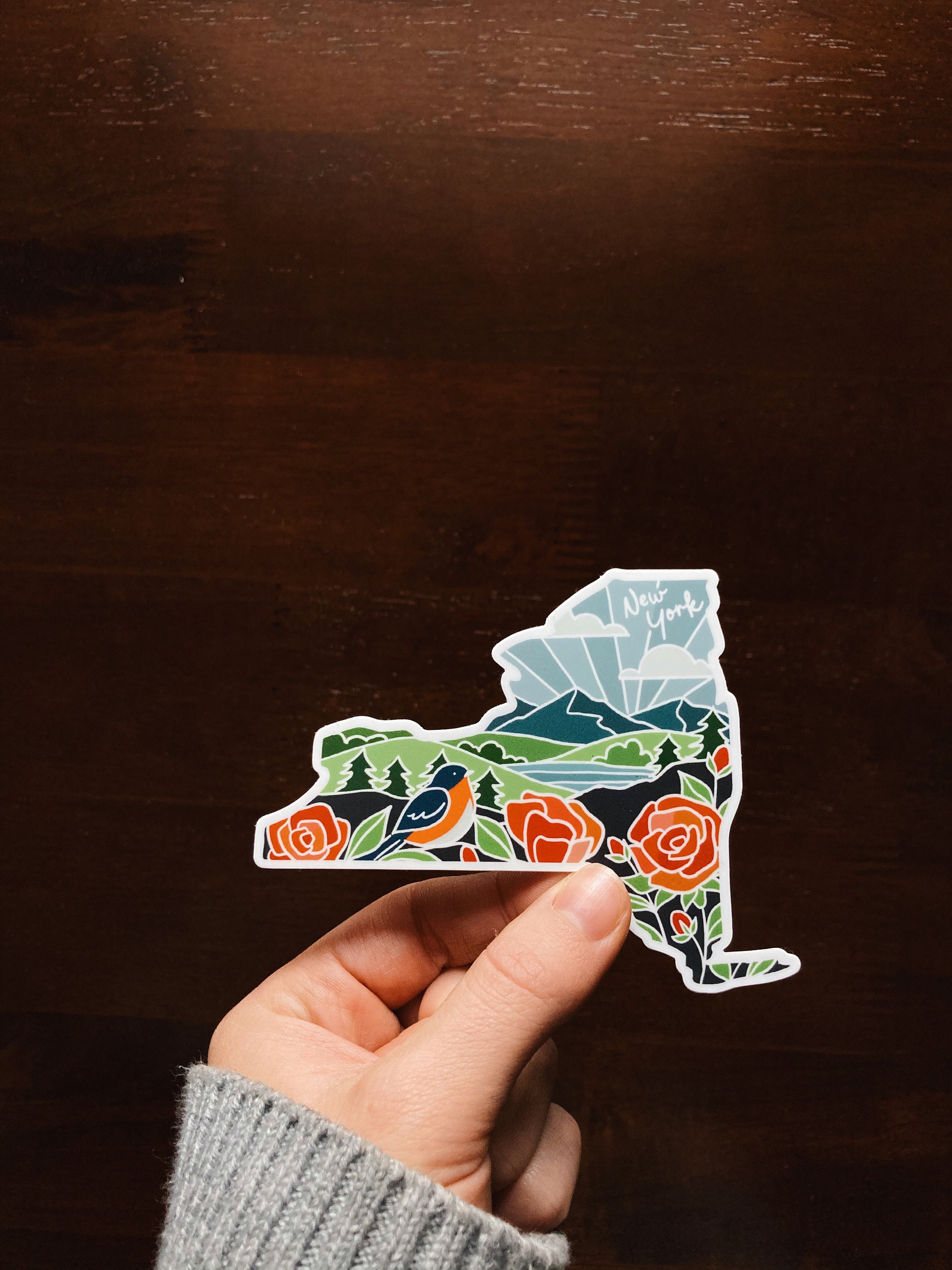 New York Rose Durable Sticker | High Quality Bumper Sticker | United States Vinyl Decal | Weatherproof Sticker | Water Bottle Sticker | 4&quot;