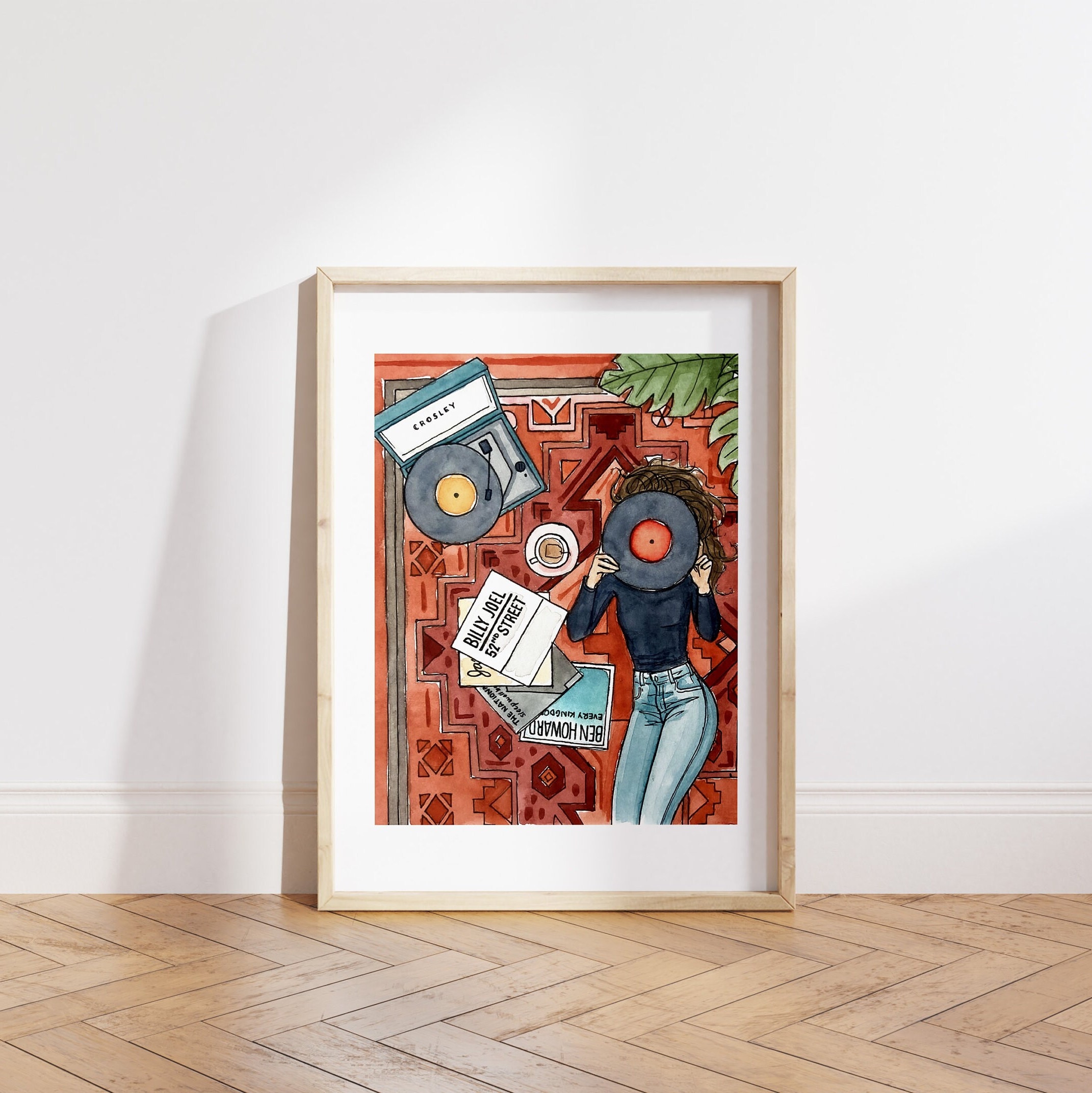 Record Print | Watercolor Illustration | Wall Art | 8x10&quot; 5x7&quot; Archival Art Print | Music Lover Gift