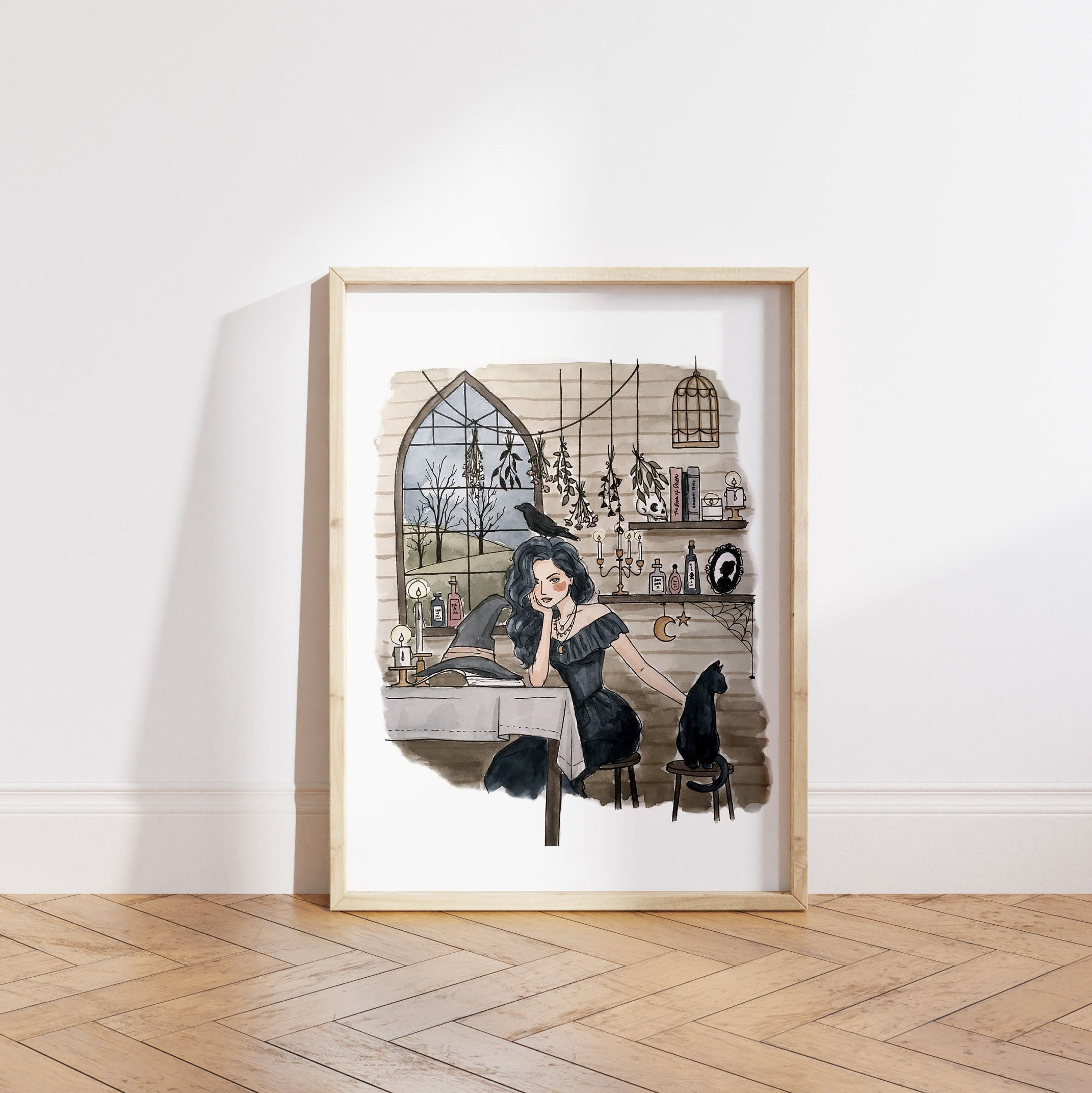 Witch Print | Watercolor Illustration | Wall Art | 8x10&quot; 5x7&quot; Archival Art Print