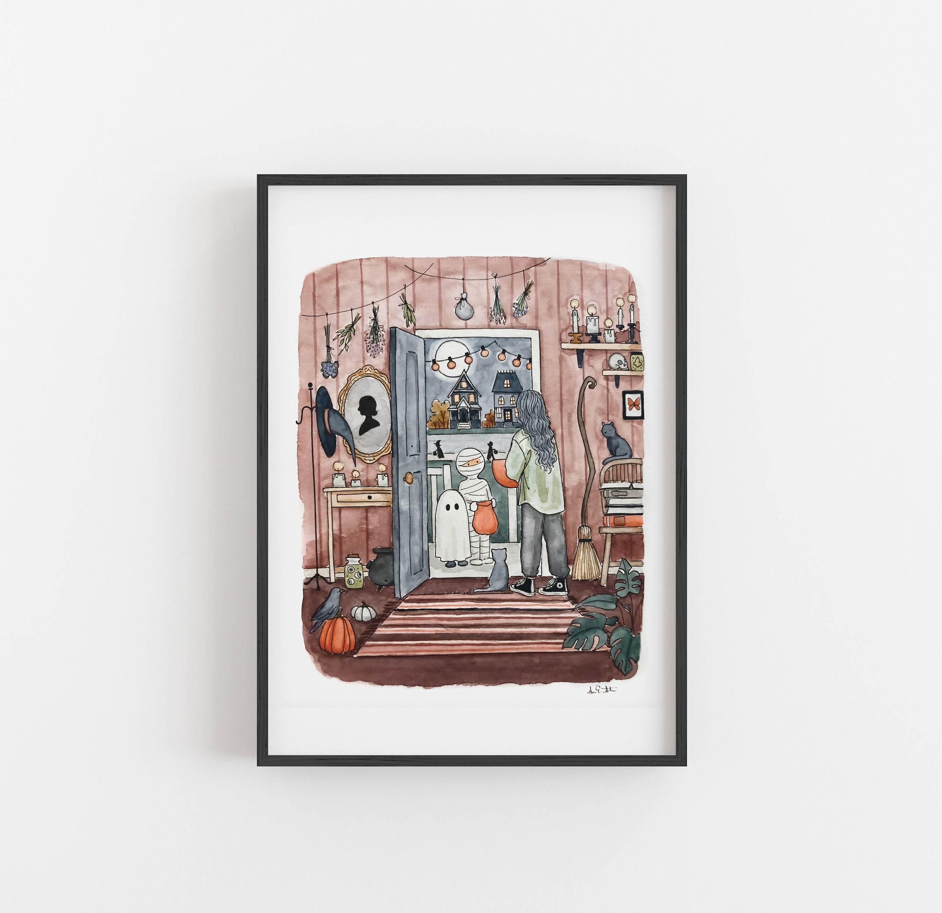 Witch Print | Halloween Print | Watercolor Illustration | Wall Art | 8x10&quot; 5x7&quot; Archival Art Print