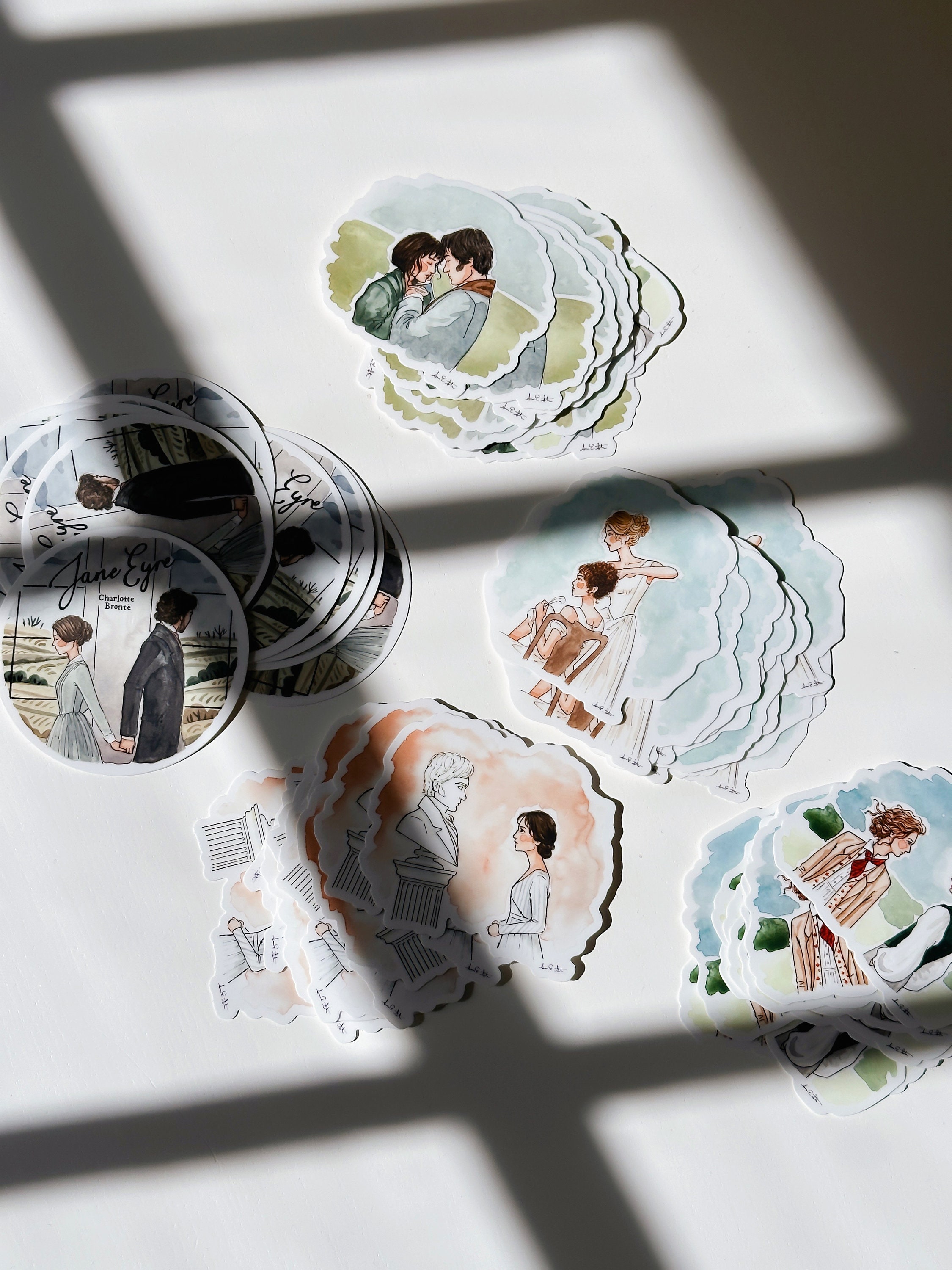 Literary Watercolor Sticker | Pride & Prejudice Sticker | Jane Eyre | Little Women | Watercolor Illustration | Book Lover Gift | Book Art