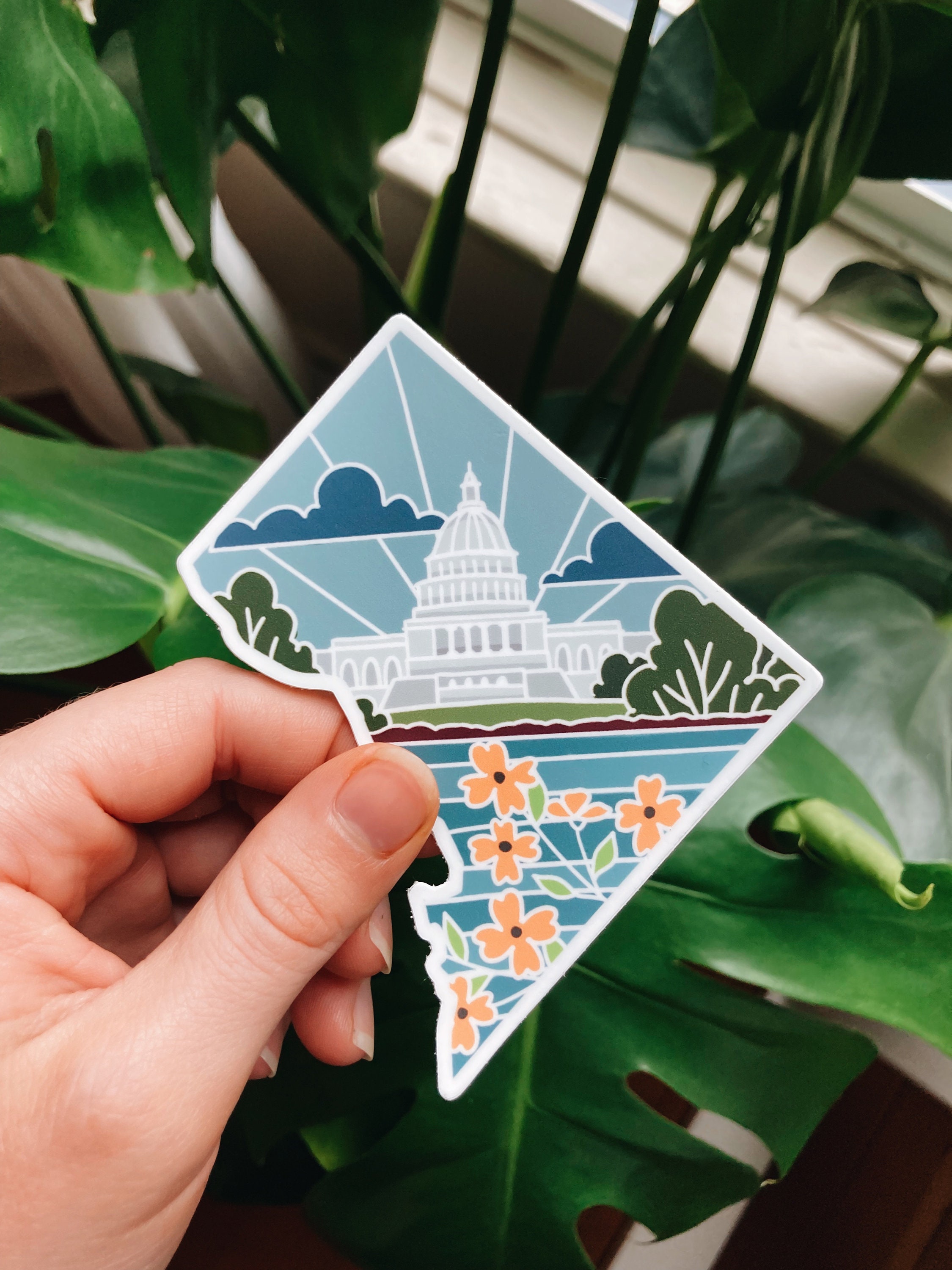 Washington D.C. Durable Sticker | High Quality Bumper Sticker | United States Vinyl Decal | Weatherproof Sticker | Water Bottle Sticker | 3&quot;