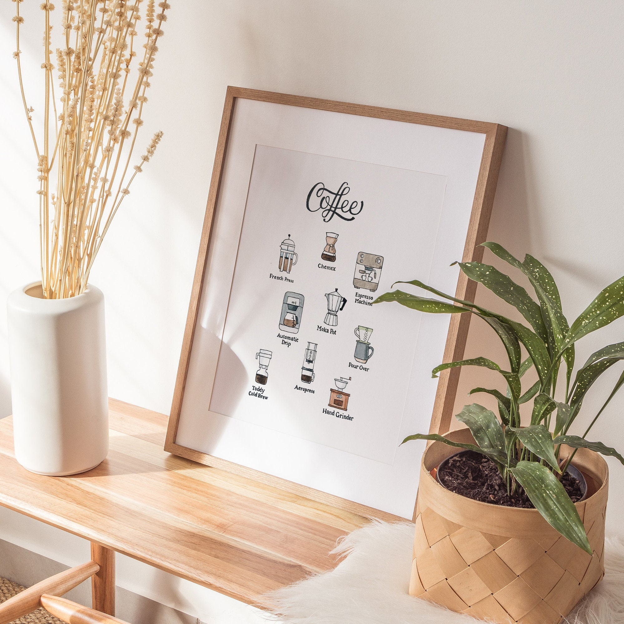 Coffee Print | Watercolor Illustration | Wall Art | 8x10&quot; 5x7&quot; Archival Art Print | Coffee Lover Gift