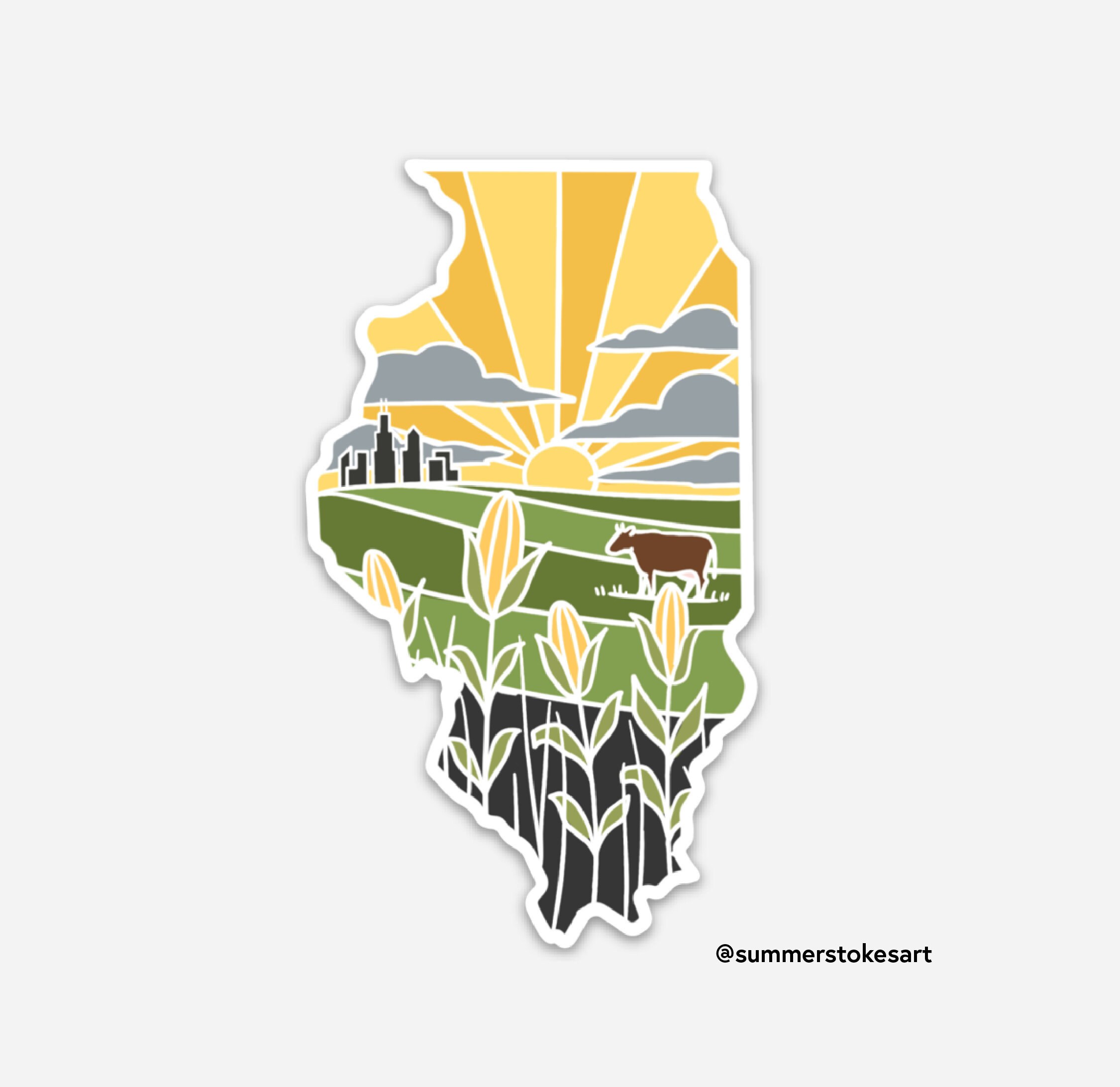 Illinois Durable Sticker | High Quality Bumper Sticker | United States Vinyl Decal | Weatherproof Sticker | Water Bottle Sticker | 4&quot;