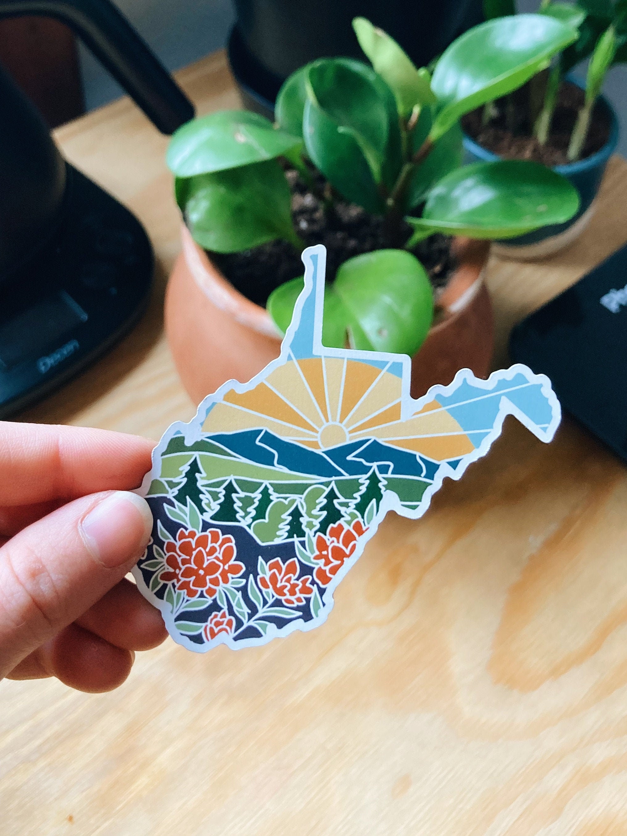 West Virginia Car Magnet | Car Magnet | Outdoorsy Magnet | Locker Magnet | Fridge Magnet | Lightweight Magnet | 3.45&quot; x 3.12&quot;