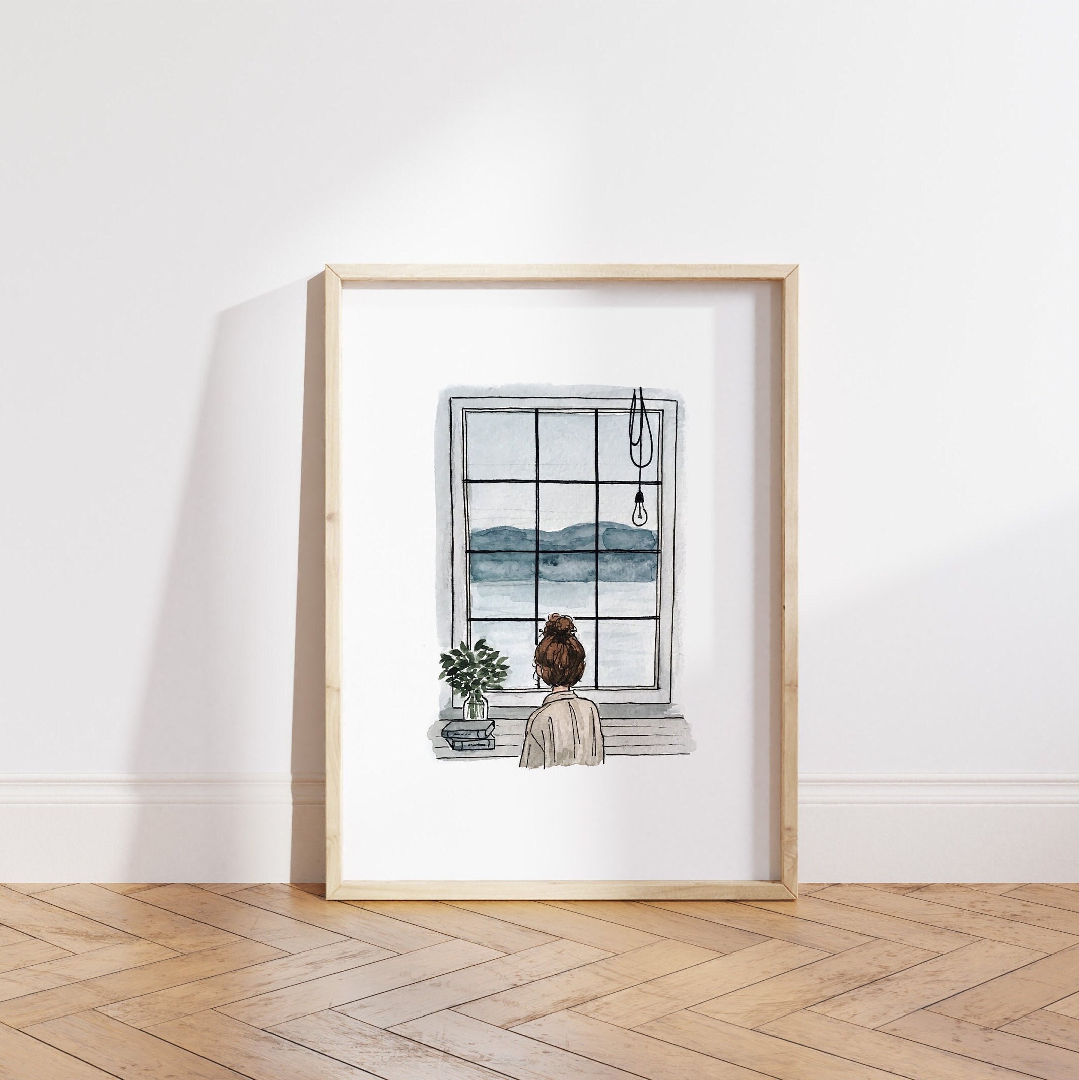 Moody Window Print | Watercolor Illustration | Wall Art | 8x10&quot; 5x7&quot; Archival Art Print