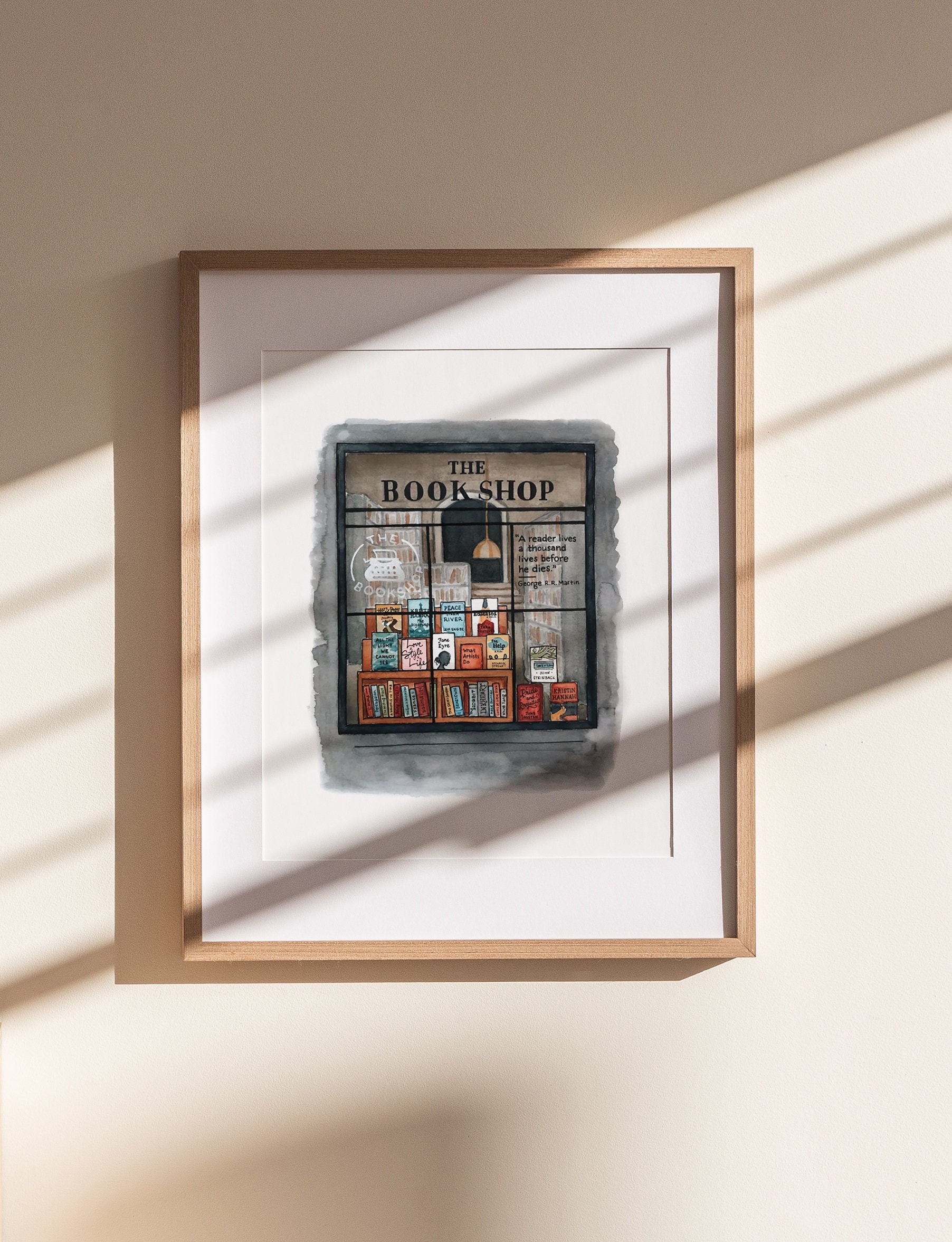 Bookshop Print | Watercolor Illustration | Wall Art | 8x10&quot; 5x7&quot; Archival Art Print | Book Lover Gift