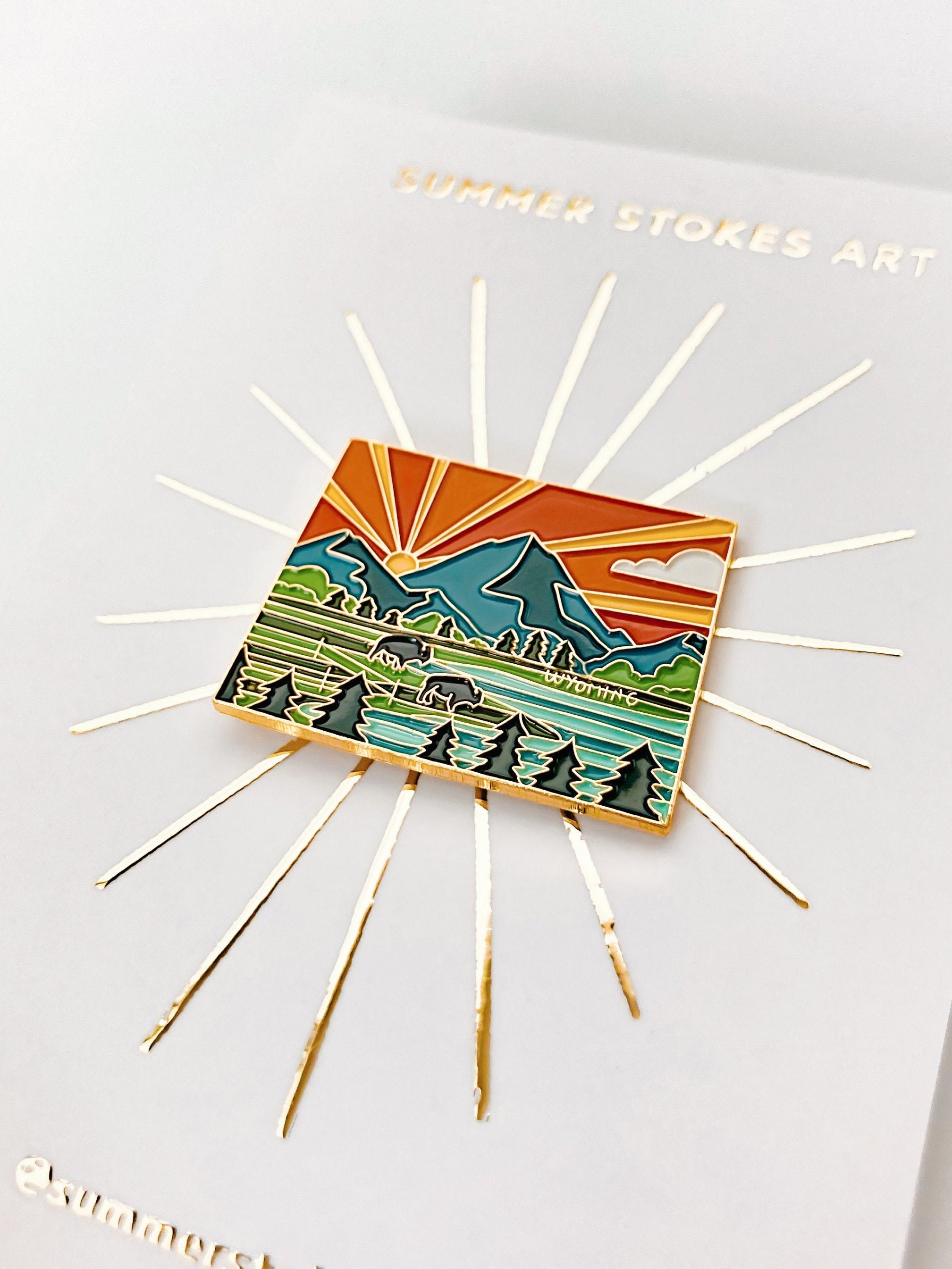 Wyoming Enamel Pin | Wyoming Outline Pin | Illustrated State Pin | Butterfly Clasp | 1&quot;