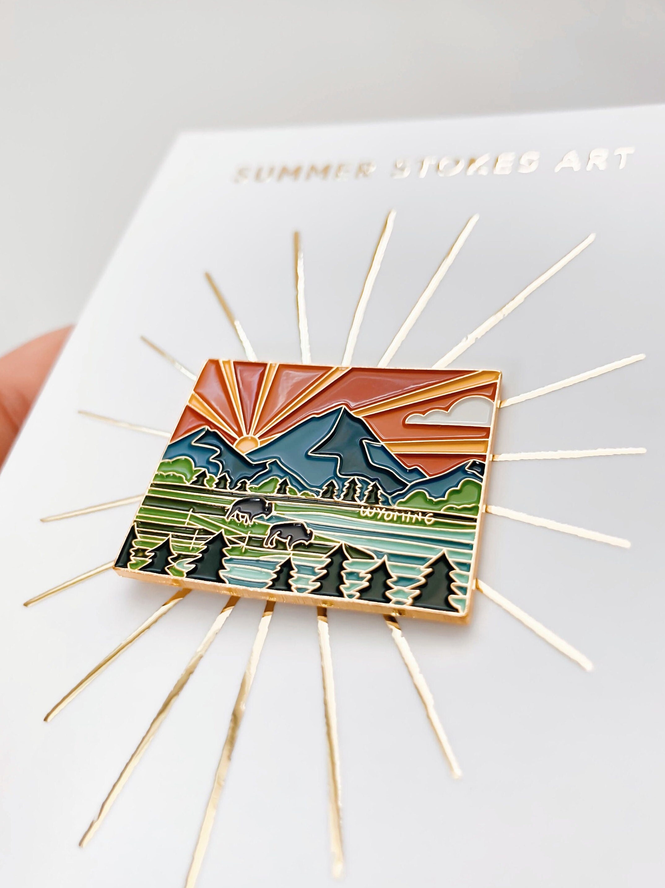 Wyoming Enamel Pin | Wyoming Outline Pin | Illustrated State Pin | Butterfly Clasp | 1&quot;
