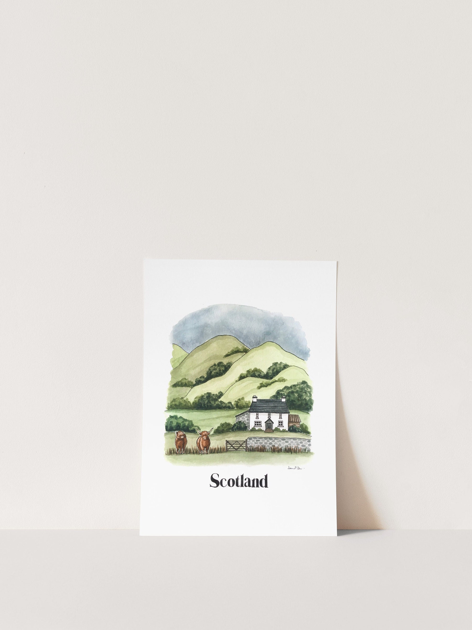 Scotland Print | Watercolor Illustration | Wall Art | 8x10&quot; 5x7&quot; Archival Art Print