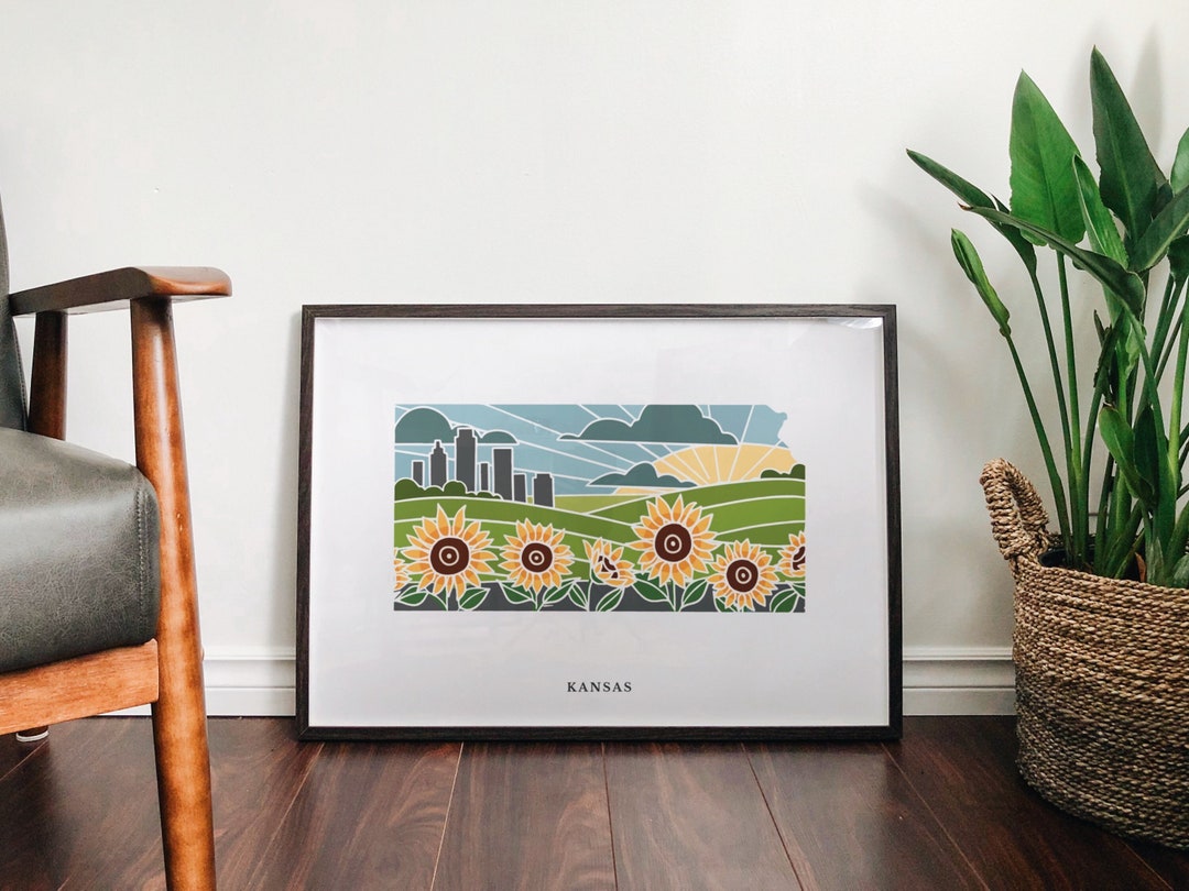 Kansas Physical Art Print State Wall Art 5x7, 8x10, 11x14, 16x20