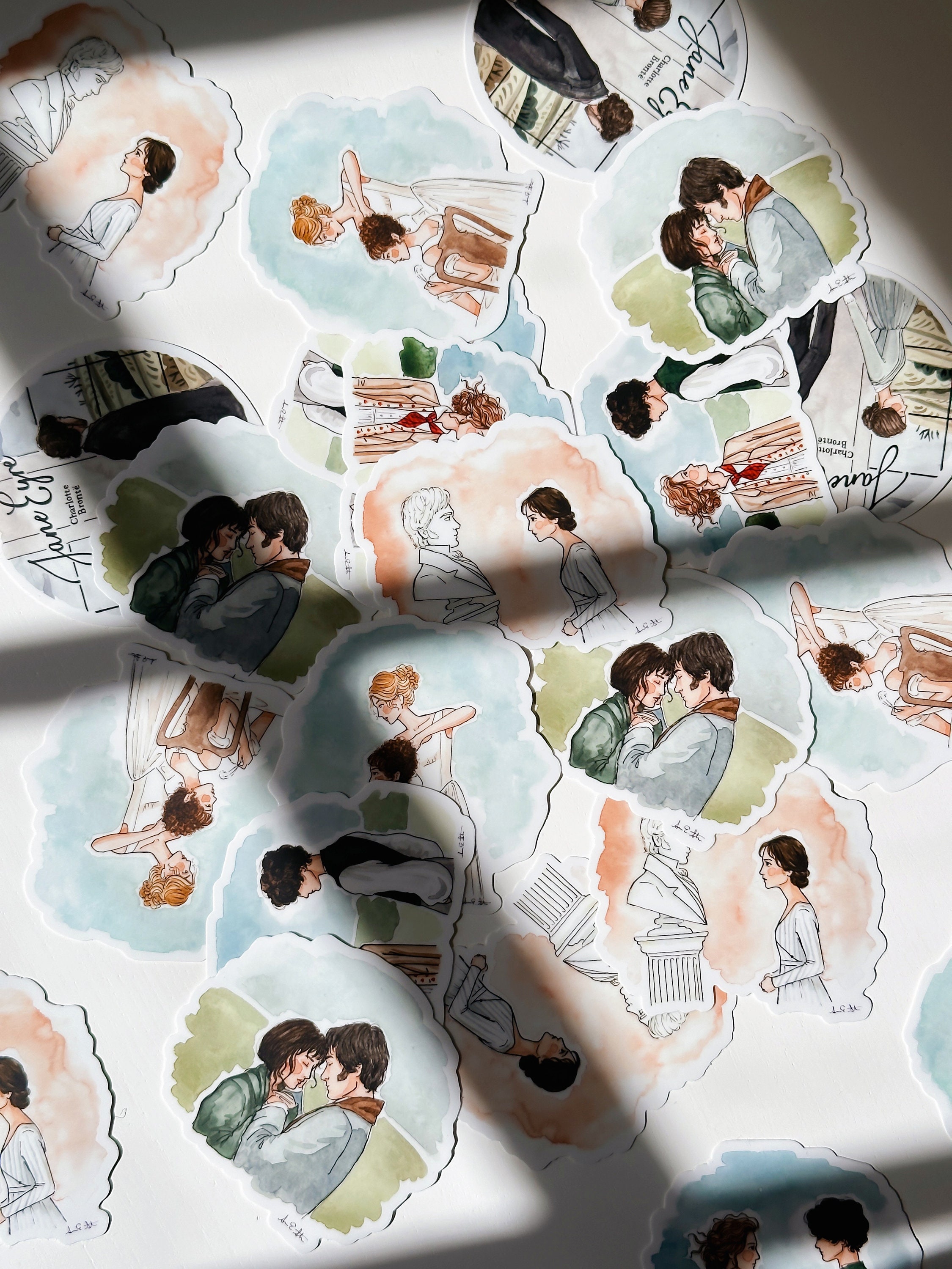 Literary Watercolor Sticker | Pride & Prejudice Sticker | Jane Eyre | Little Women | Watercolor Illustration | Book Lover Gift | Book Art