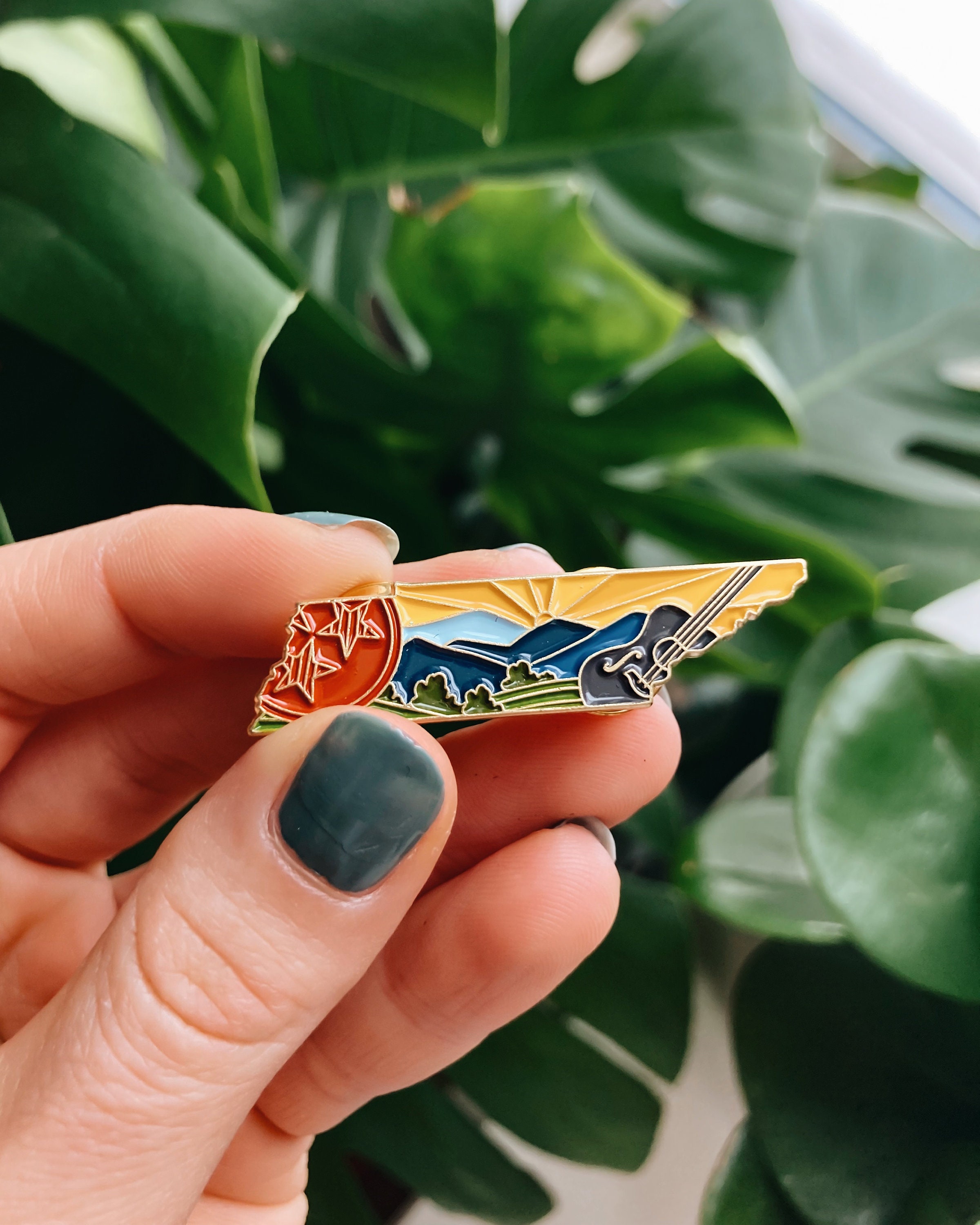 Tennessee Enamel Pin | Gold Soft Enamel Pin | Illustrated United State Pin | Butterfly Clasp | 1.25&quot;