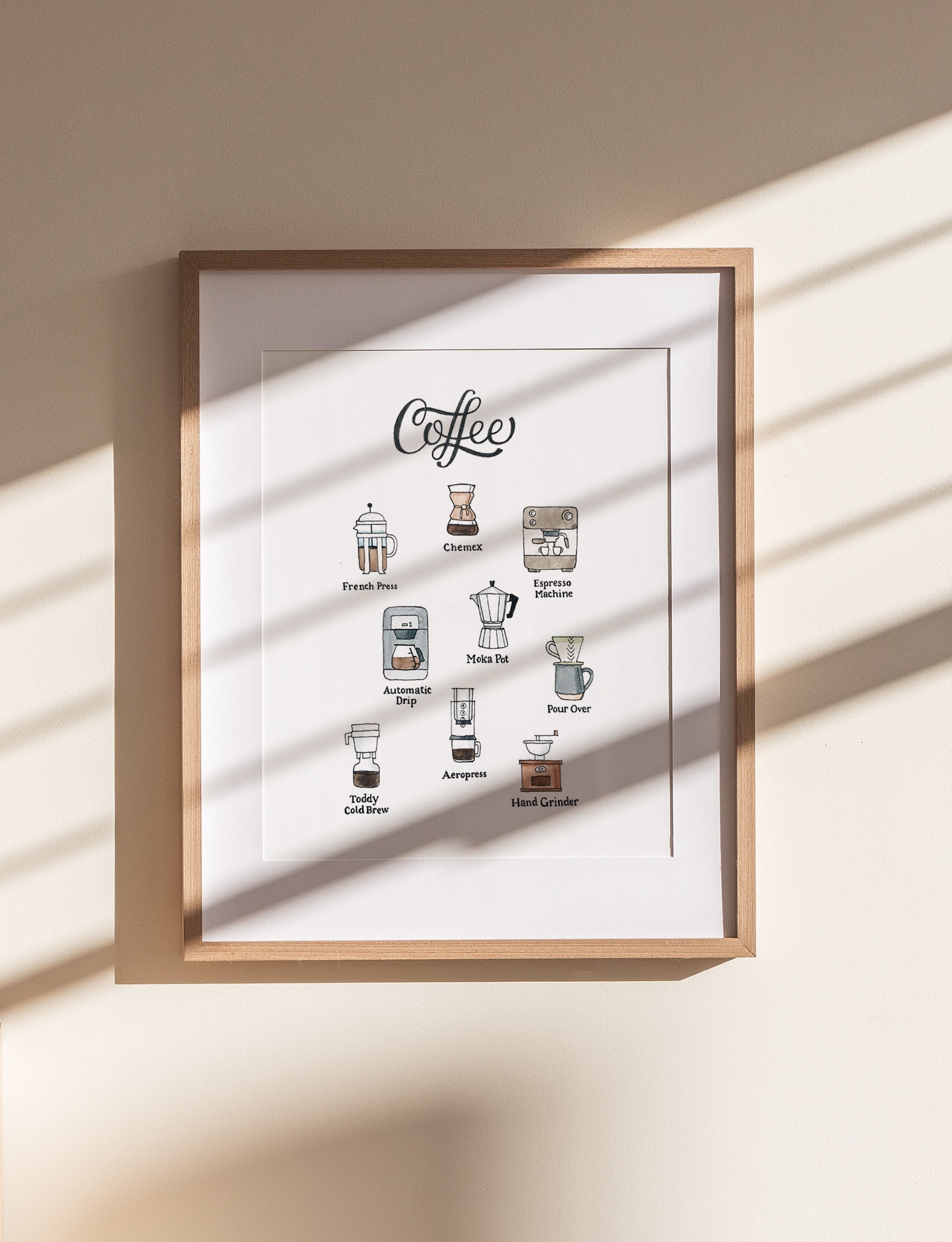 Coffee Print | Watercolor Illustration | Wall Art | 8x10&quot; 5x7&quot; Archival Art Print | Coffee Lover Gift