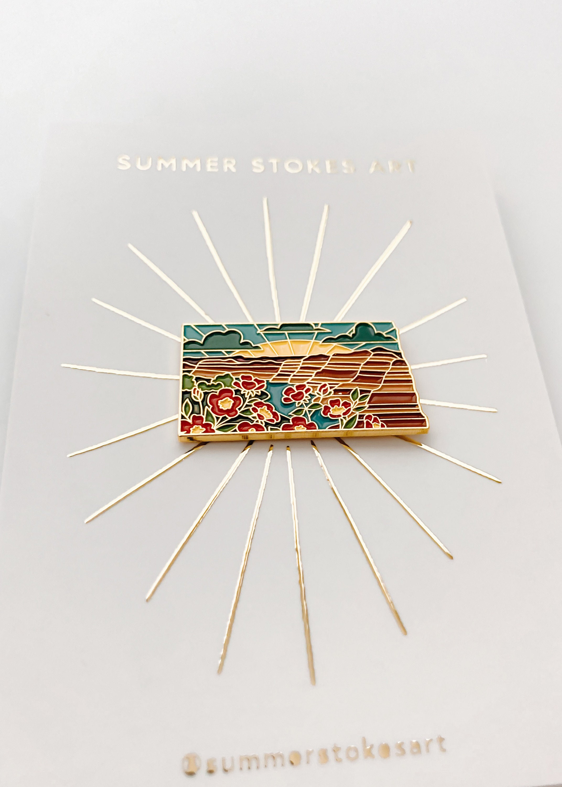 North Dakota Enamel Pin | North Dakota Outline Pin | Illustrated State Pin | Butterfly Clasp | 1&quot;