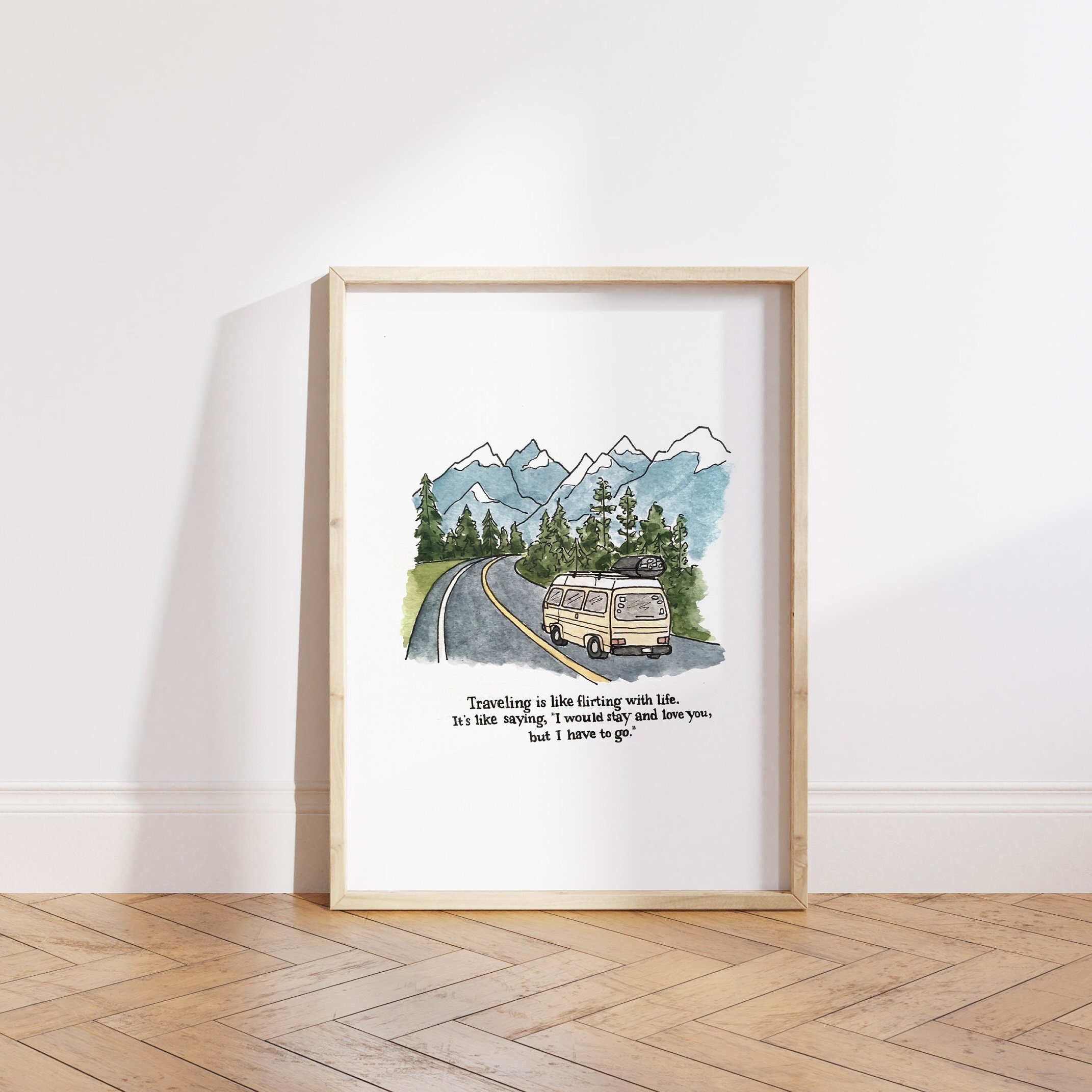 Travel Van Print | Watercolor Illustration Art Print | Travel Gift | Wanderlust | Van Travel Painting