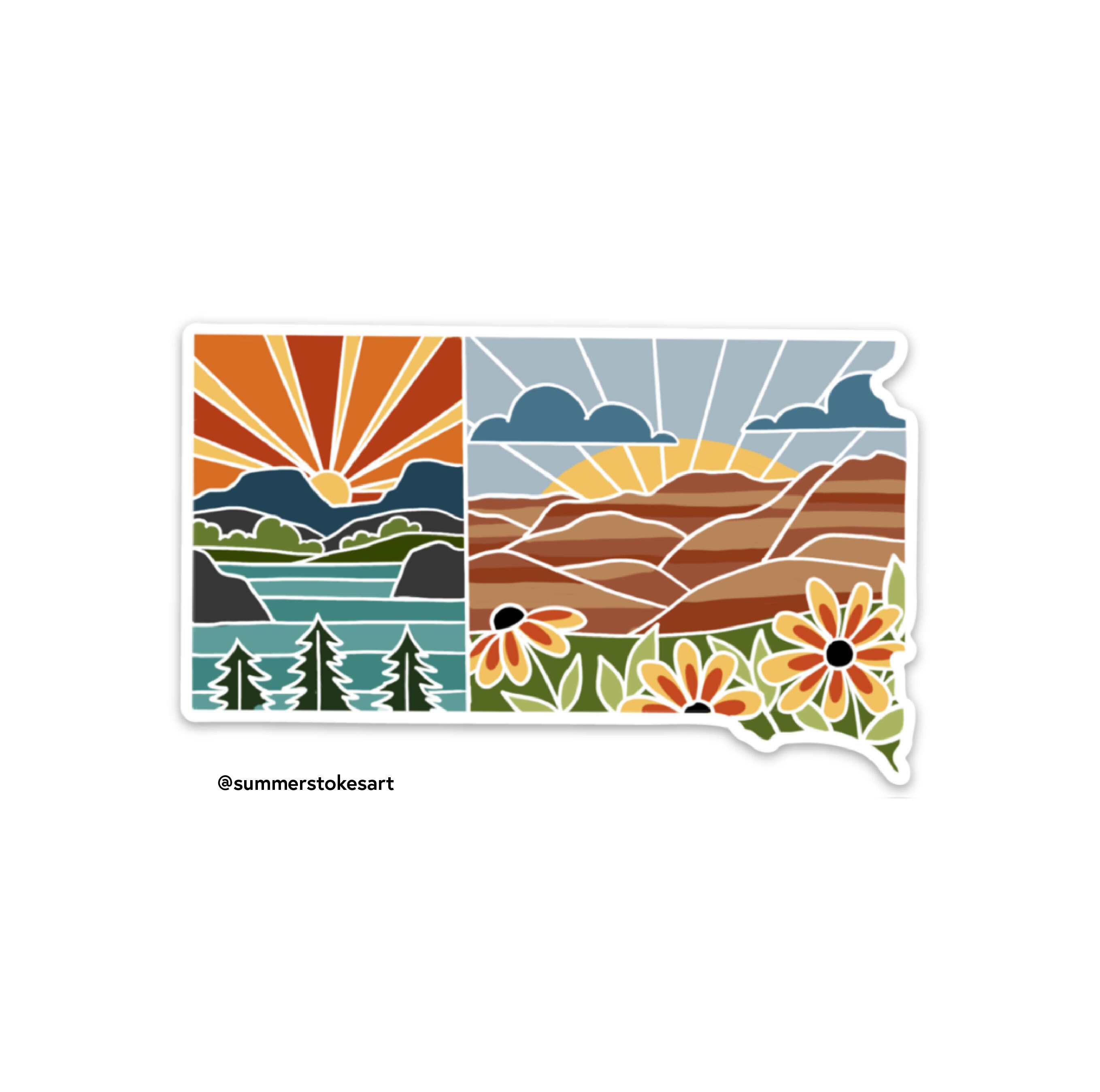 South Dakota Durable Sticker | High Quality Bumper Sticker | United States Vinyl Decal | Weatherproof Sticker | Water Bottle Sticker | 4&quot;