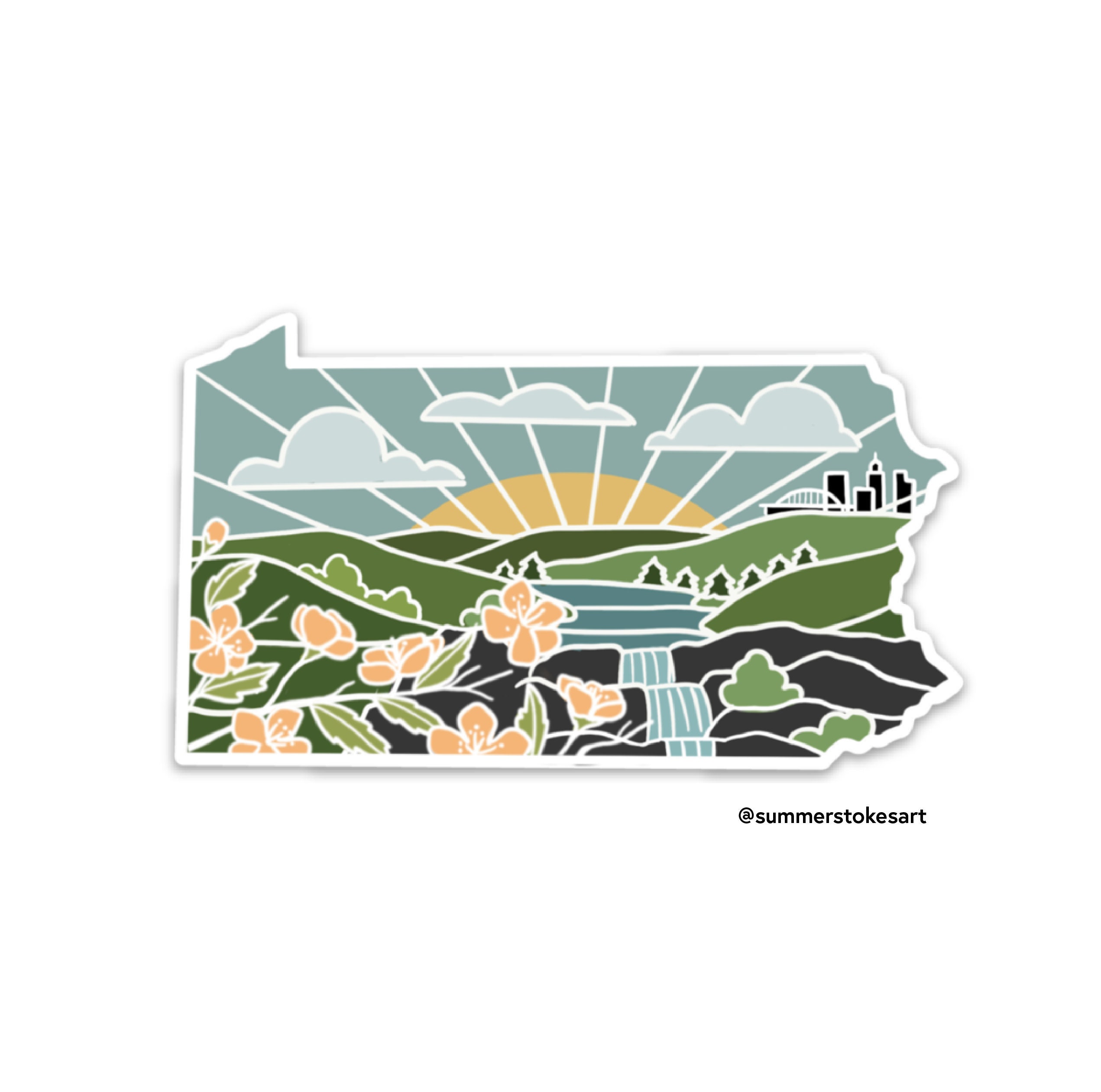 Pennsylvania Durable Sticker | High Quality Bumper Sticker | United States Vinyl Decal | Weatherproof Sticker | Water Bottle Sticker | 4&quot;