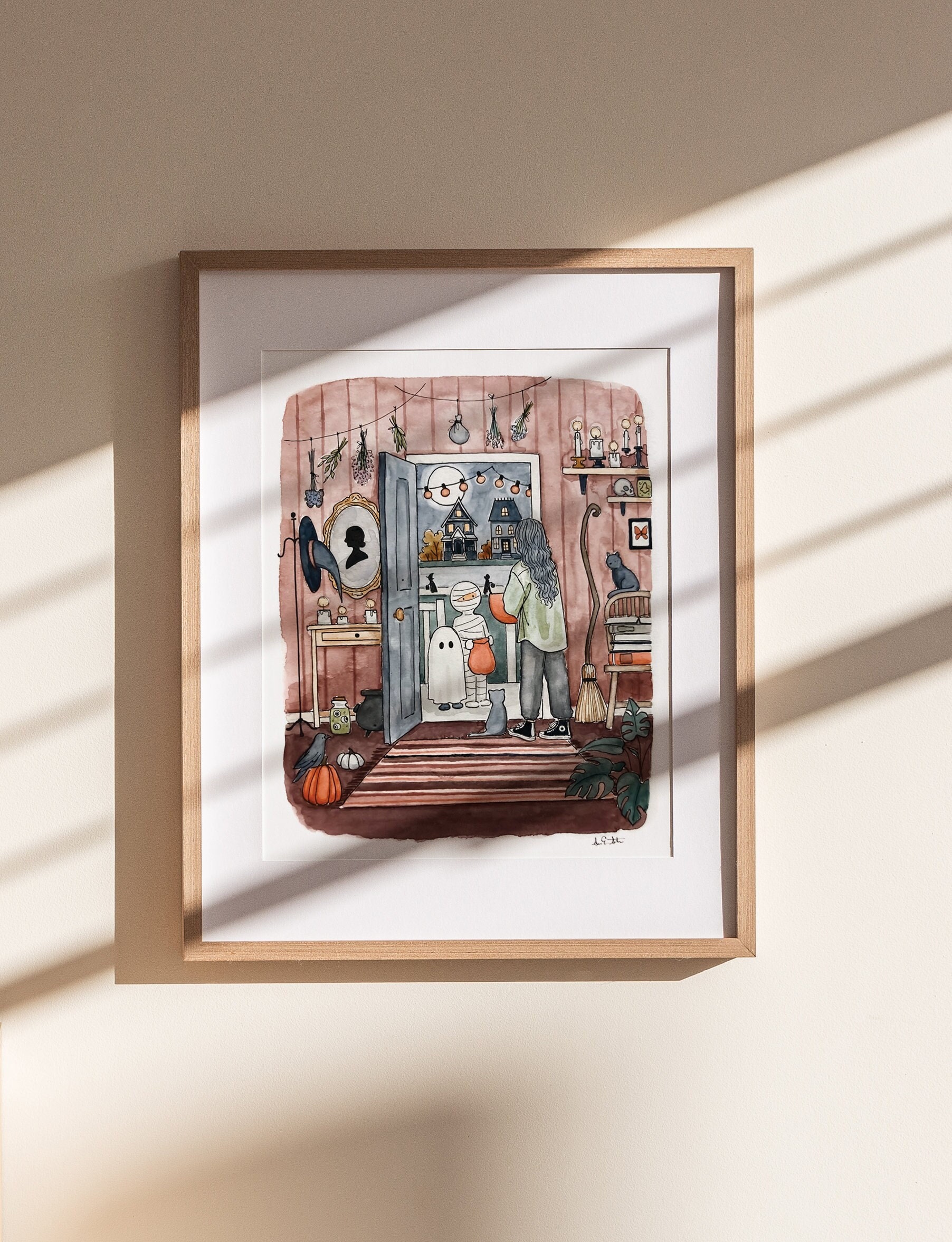 Witch Print | Halloween Print | Watercolor Illustration | Wall Art | 8x10&quot; 5x7&quot; Archival Art Print