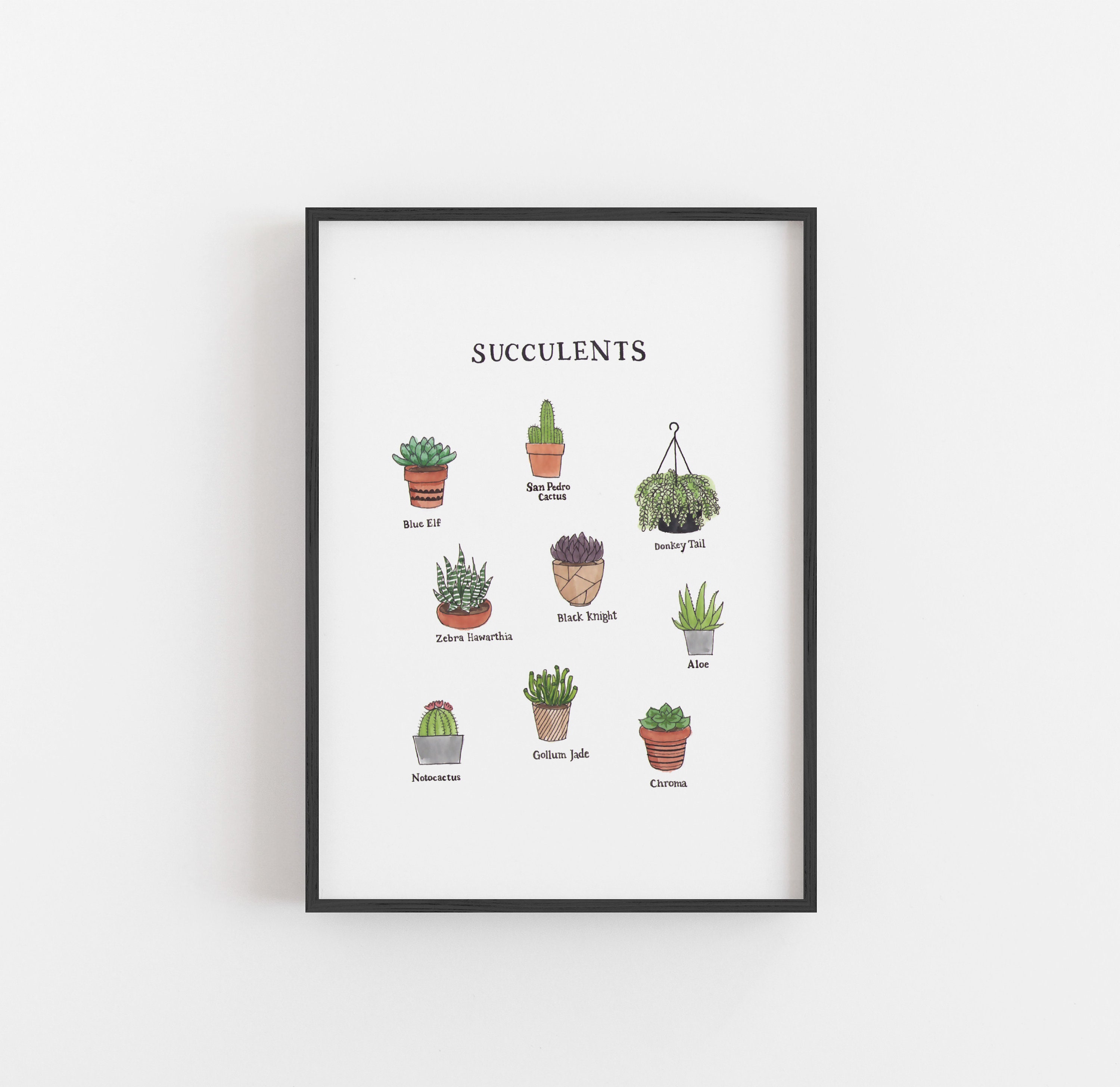 Succulent Print | Watercolor Illustration | Wall Art | 8x10&quot; 5x7&quot; Archival Art Print | Plant Lover Gift