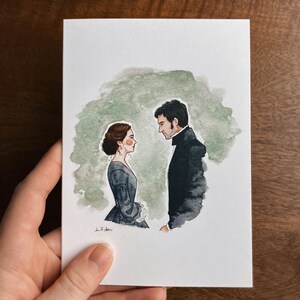 Tarjeta de felicitación literaria Norte y Sur / Acuarela de Elizabeth Gaskell / Papelería en blanco / Tarjeta de felicitación literaria / Tarjeta individual