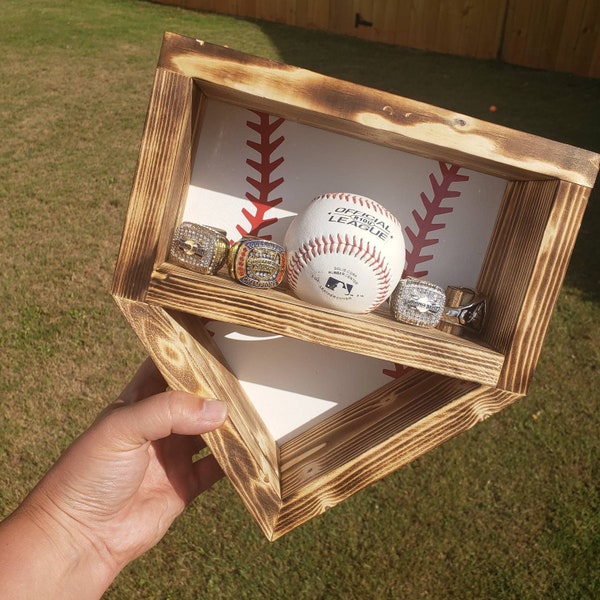 FREE SHIPPING- SMALL Baseball Homeplate Ring/ball Holder // Championship Ring-Ball // Tournament Ring