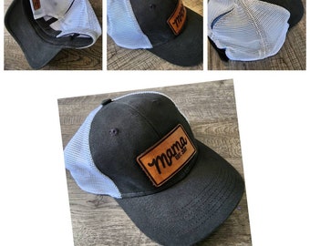 Leather Patch Mama Trucker Hat, Women's Ponytail Hat