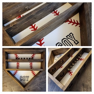 FREE Shipping - Baseball style 7 ring 11 ball Homeplate Holder // Championship Ring-Ball // Tournament Ring Display