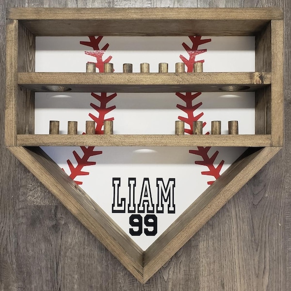 READY TO SHIP  - 15 Rings 3 Balls // Baseball Ring & Ball Display: Homeplate Style