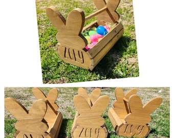 Custom Engraved Wood Easter Basket // Personalized Easter Basket // Wood Bunny Basket // Veteran Family Owned Small Business