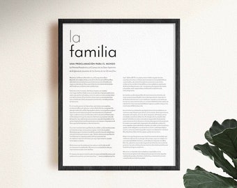 la Familia: una Proclamacion para el Mundo - LDS Print in Spanish (POSTER PRINT)