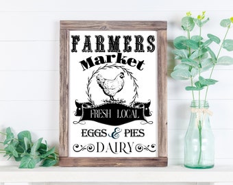 Farmers Market Kitchen Printable | Farmhouse Wall Art PNG JPEG SVG | Rustic Pantry Sign | Instant Digital Download