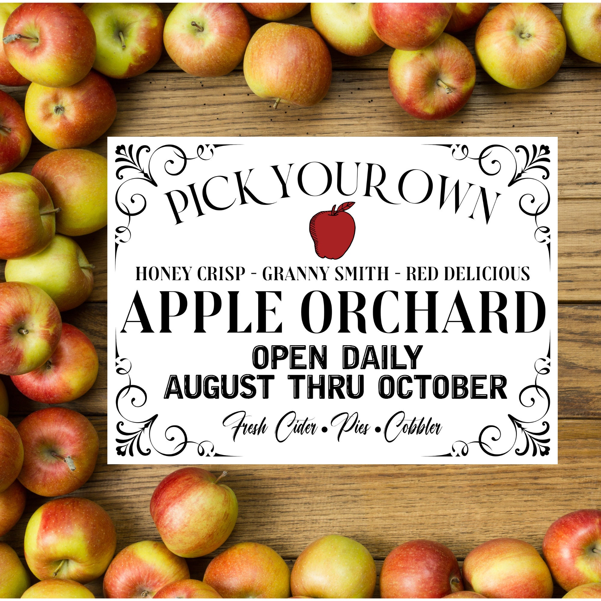 Apple Orchard Fall Harvest Instant PNG JPEG digital download Printable