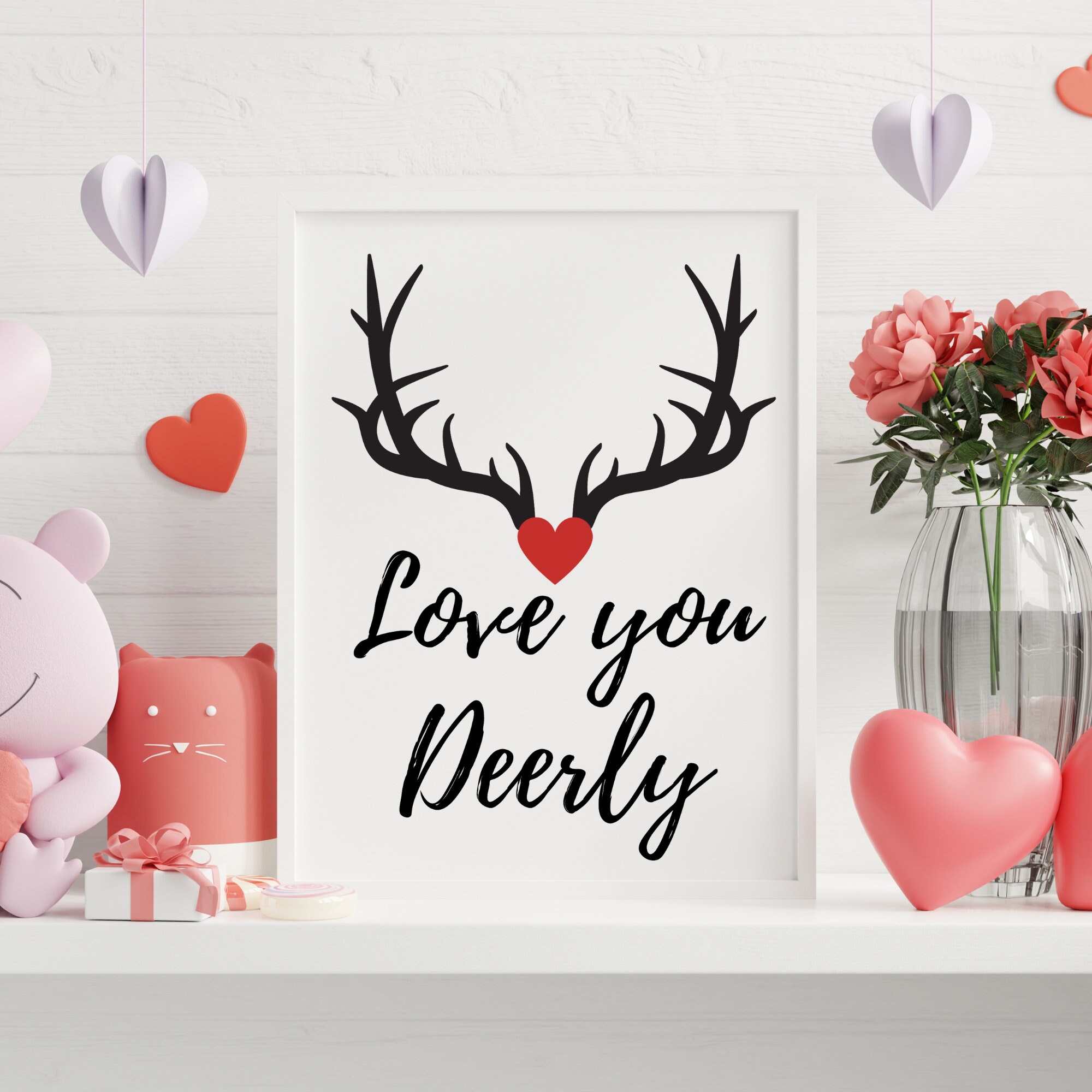Love You Deerly Instant PNG JPEG digital download Printable Art ...