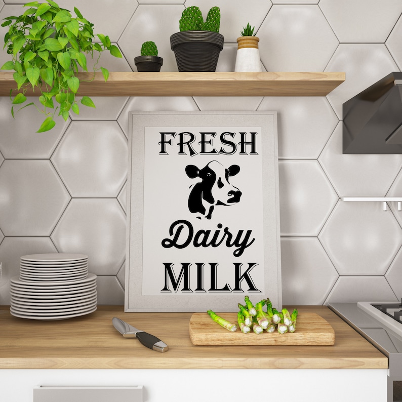Fresh Milk Dairy Farmhouse Printable Downloadable Graphic Etsy Canada