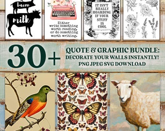 30+ Farmhouse Kitchen Quotes Bundle | Printable PNG JPEG SVG | Rustic Wall Art & Graphics | Instant Download