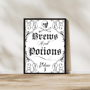 Halloween Brews & Potions Book Printable | Spooky Apothecary Sign Art | Instant Download PNG JPEG