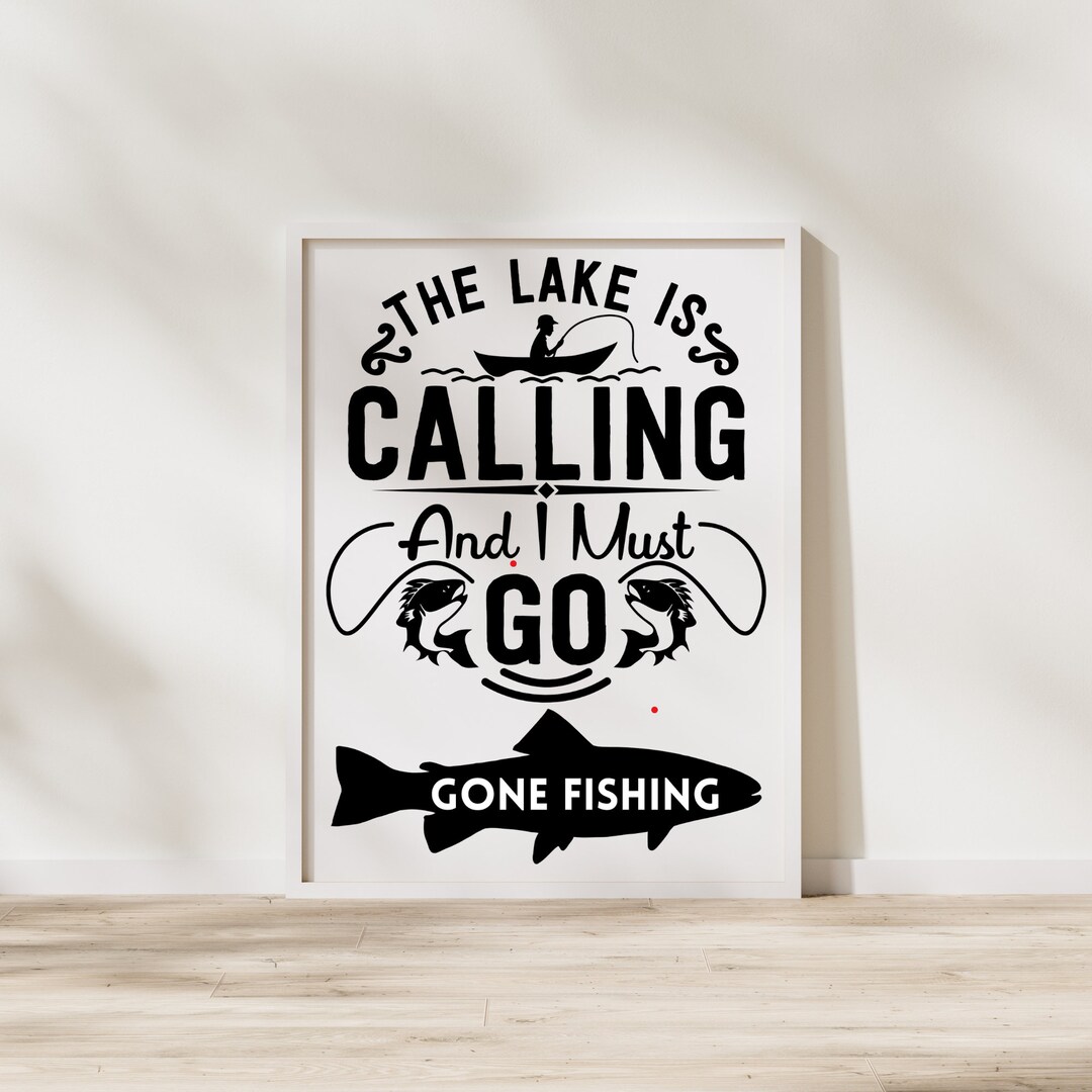 Gone Fishing Instant PNG Digital Download Printable Art Outdoor Lake is ...