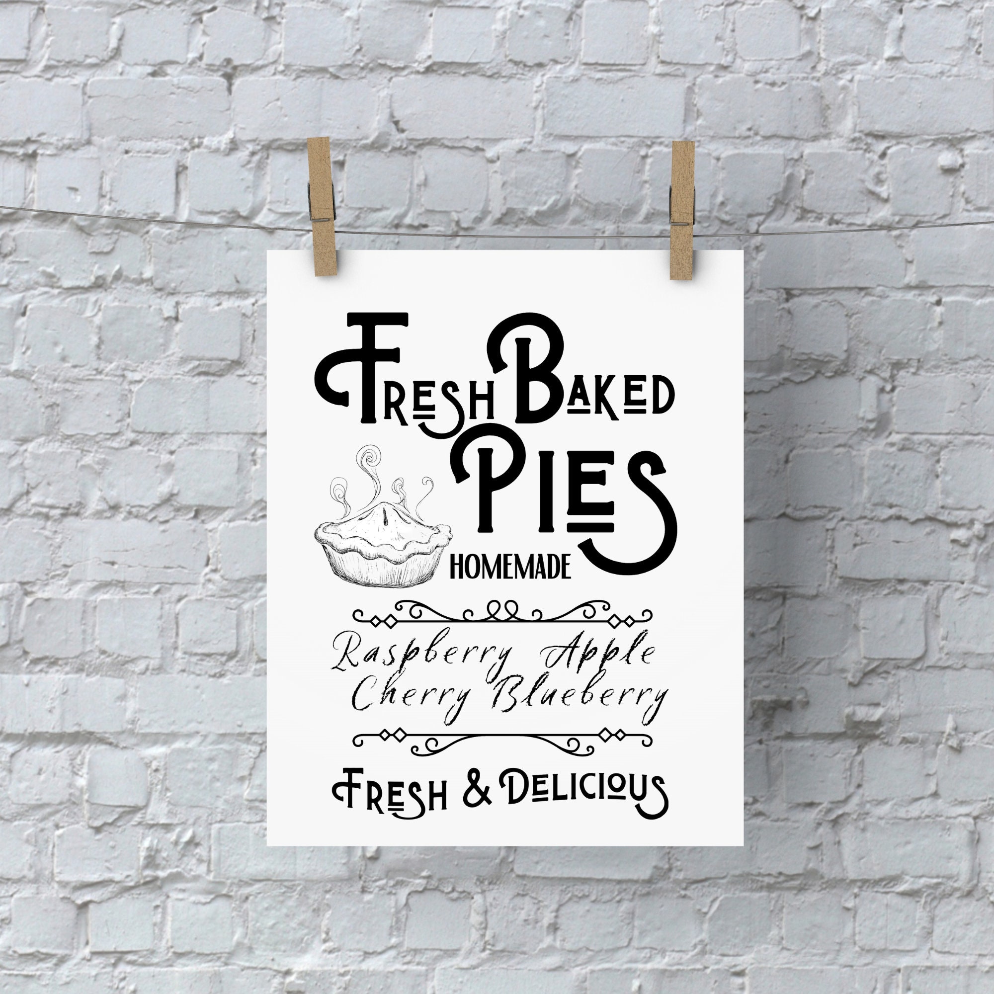 Fresh Baked Pies Instant Digital Download Printable Art - PNG SVG JPeg ...