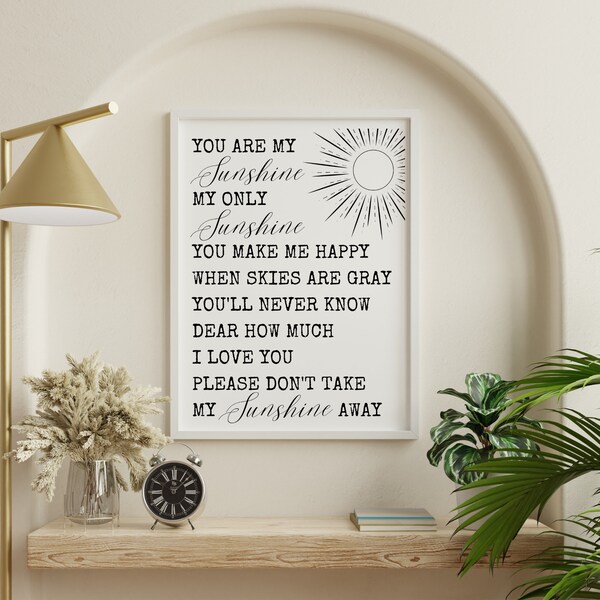 You Are My Sunshine Instant Digital Download Printable Art - PNG SVG JPeg Graphics - Perfect for Vintage Decor, Upcycling, and DIY Projects