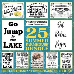 25 zomer boerderij bundel printables Instant Downloads PNG JPEG SVG *