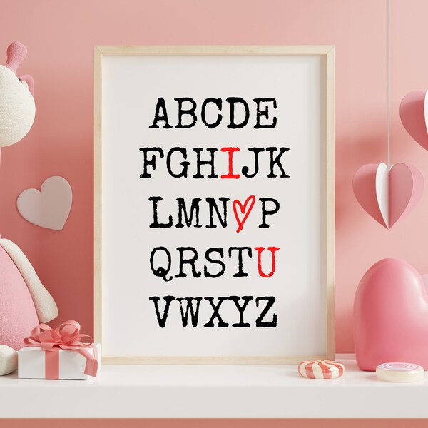 Valentines Day Alphabet Instant PNG JPEG digital download Printable Art downloadable Graphics Wall quote