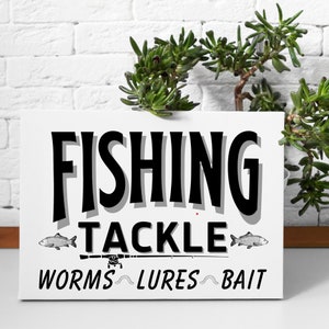 Fishing & Tackle Bait Shop Printable | Worm Bait Sign PNG JPEG | Rustic Outdoor Wall Art | Instant Digital Download