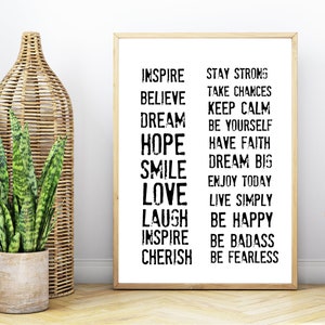 Palavras inspiradoras Gráfico Download digital instantâneo Imprimível PNG JPEG SVG *
