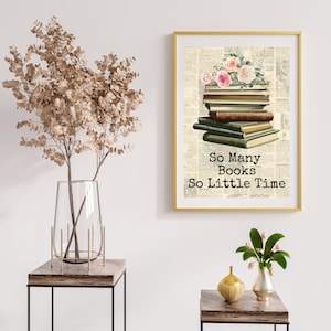 Zoveel boeken, zo weinig tijd Instant digitale download afdrukbare kunst - PNG SVG JPeg-afbeeldingen - perfect voor upcycling van decor en doe-het-zelfprojecten