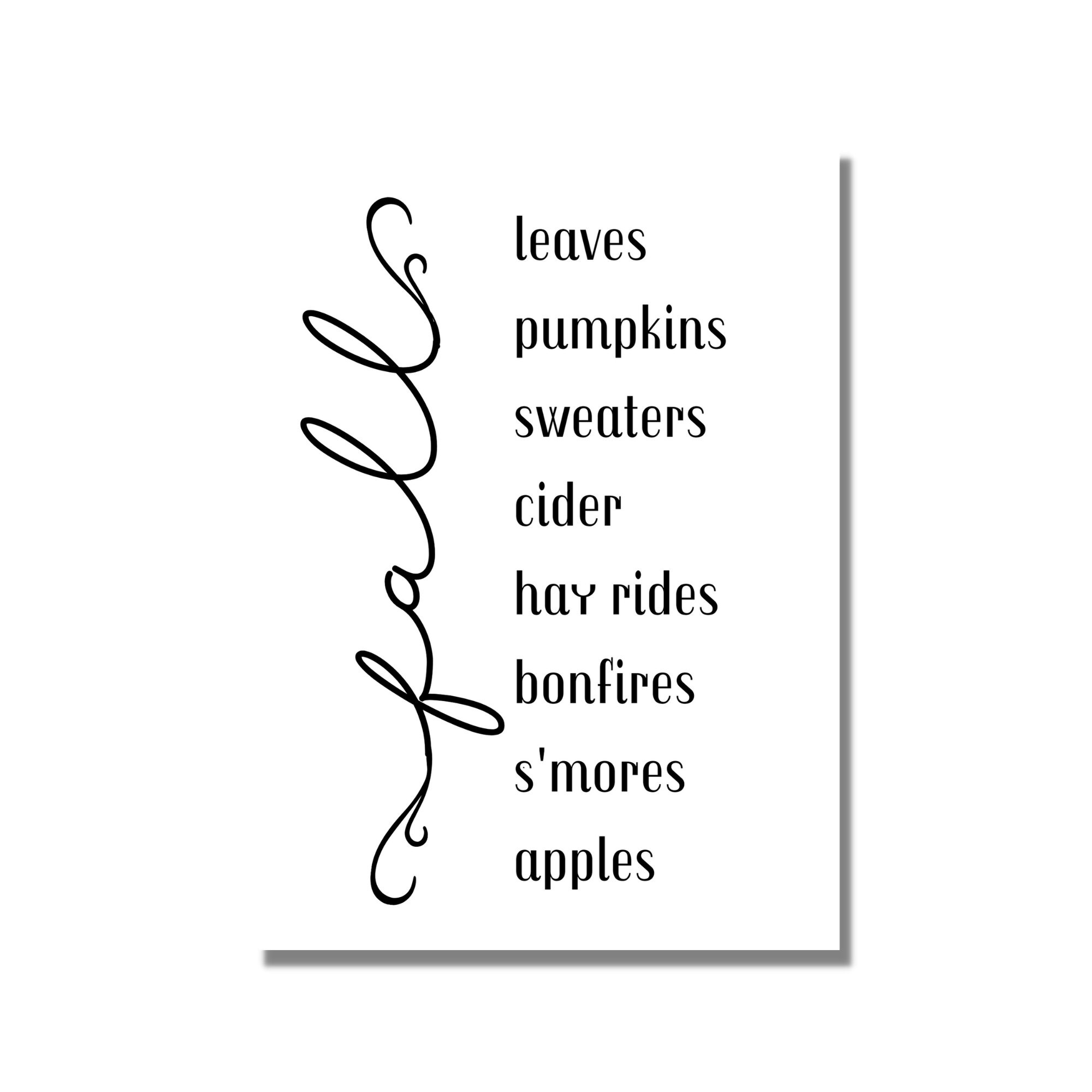 Fall Script Wall Decor Instant Download PNG/JPEG Printable Art for Autumn Home Decor