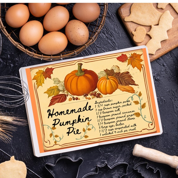 Pumpkin Pie Vintage Recipe Farmhouse Style Decor - Digital Download - Printable Art - Instant PNG JPEG