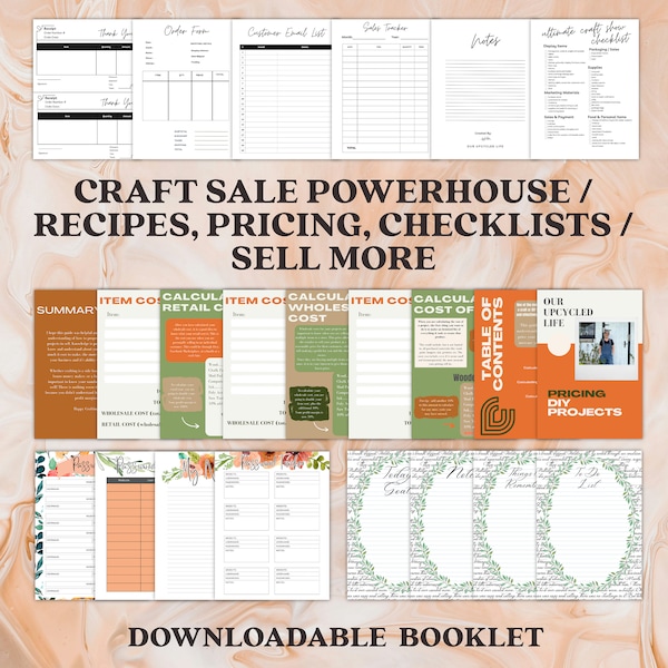 Craft Sale Powerhouse / Recipes, Pricing, Checklists / Sell More / Downloadable Booklet *