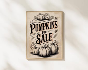 Vintage Pumpkins Printable Sign | Farmhouse Fall Decor (Digital Download)